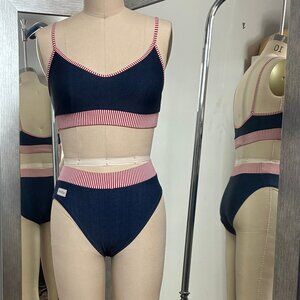 Vintage Speedo 2- PC Navy Bathing Suit, Size Medium